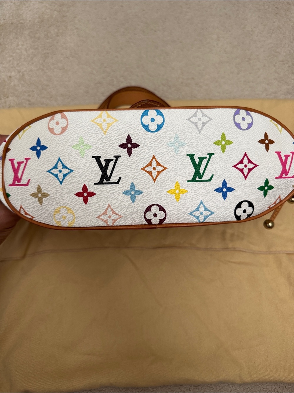 Takashi Murakami X Louis Vuitton White Monogram Multicolore Canvas Theda PM - Picture 4 of 16